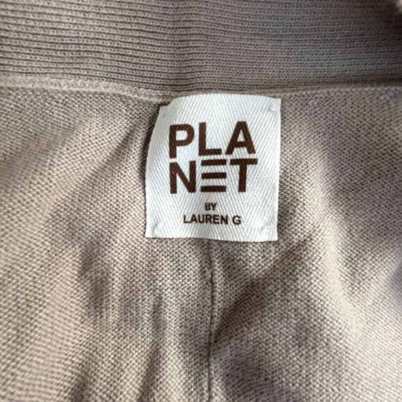 Planet by Lauren G Womens Oversized Button-Front Vest Tan One Size Lightweight - Picture 3 of 9